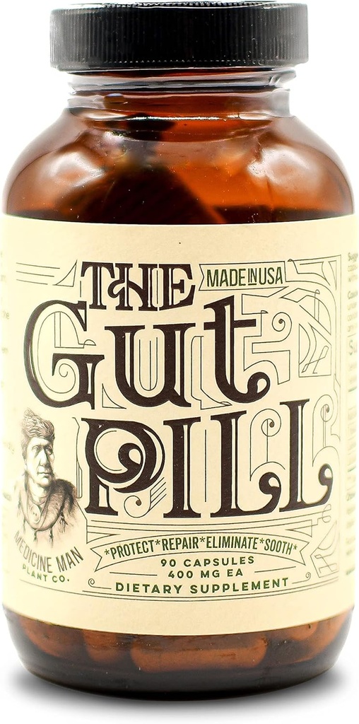 The Gut Pill 90 Capsules - Suppléments de santé naturels pour les femmes et les hommes pour la réparation de Gut maigre - avec les racines de Marshmallow, la fleur de Calendula, les fruits Triphala et Lactobacillus Acidophilus