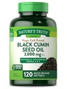 La vérité de la nature Pilules d'huile de graines noires $ 2 000mg $ 120 Softgels $ Virgin Cold Pressed Cumin $ Supplément sans OGM et sans gluten