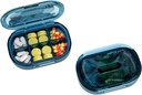 Petite boîte à pilules, étui à pilules de preuve d'humidité, organisateur de pilules de voyage pour la purée de poche, médicament portable quotidien vitamine, huile de poisson, supplément (bleu)
