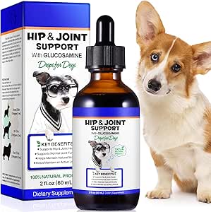 Supplément d'aide et de soulagement pour chiens avec la chondroïtine et la glucosamine HCl – Soulage la douleur articulaire et réduit l'inflammation pour chiens seniors, adultes actifs et chiots