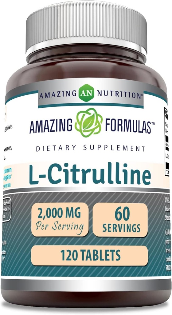 Formules étonnantes L Citrulline 2000mg par portion 120 Comprimés Supplément Amino Acid pour les hommes et les femmes