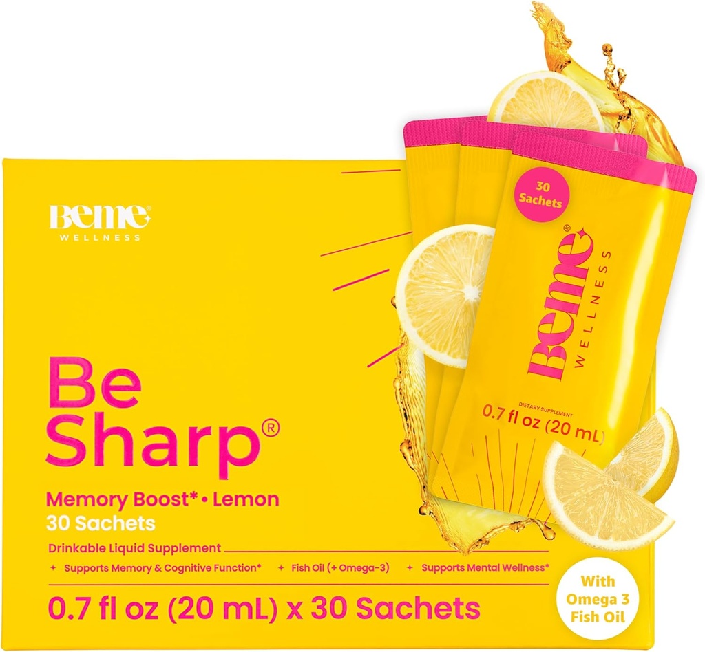 BeMe Liquid Omega 3 Huile de poisson - Curcumine curcumine, extrait de baume de citron et supplément Omega 3 pour les femmes - breveté EPAX® pour l'absorption rapide et la biodisponibilité élevée - Soutient la mémoire et la santé cérébrale