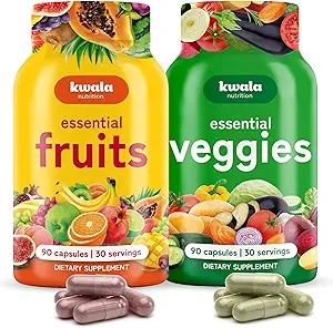 Supplément de fruits et légumes - 180 capsules Total - Sans OGM, sans soja (paquet de 2)