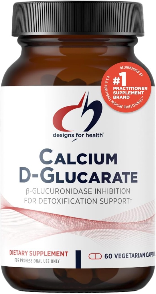Designs for Health Calcium D-Glucarate - 1200mg CDG pour le soutien du foie - Détoxification + supplément de soutien au métabolisme de l'hormone saine pour les hommes + les femmes - non-OGM, sans soja (60 capsules)