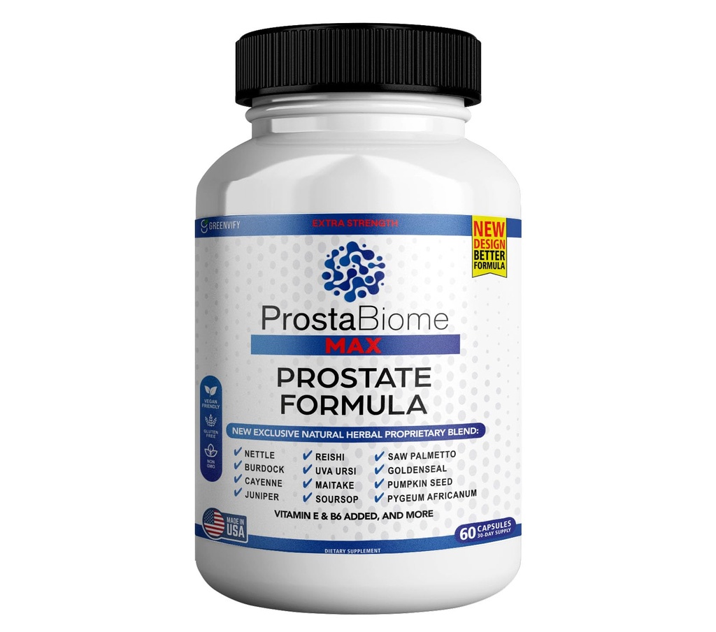 ProstaBiome Max Prostate Formule de soutien, mélange naturel à base de plantes avec Saw Palmetto, 60 capsules, 30 jours d'approvisionnement (1)