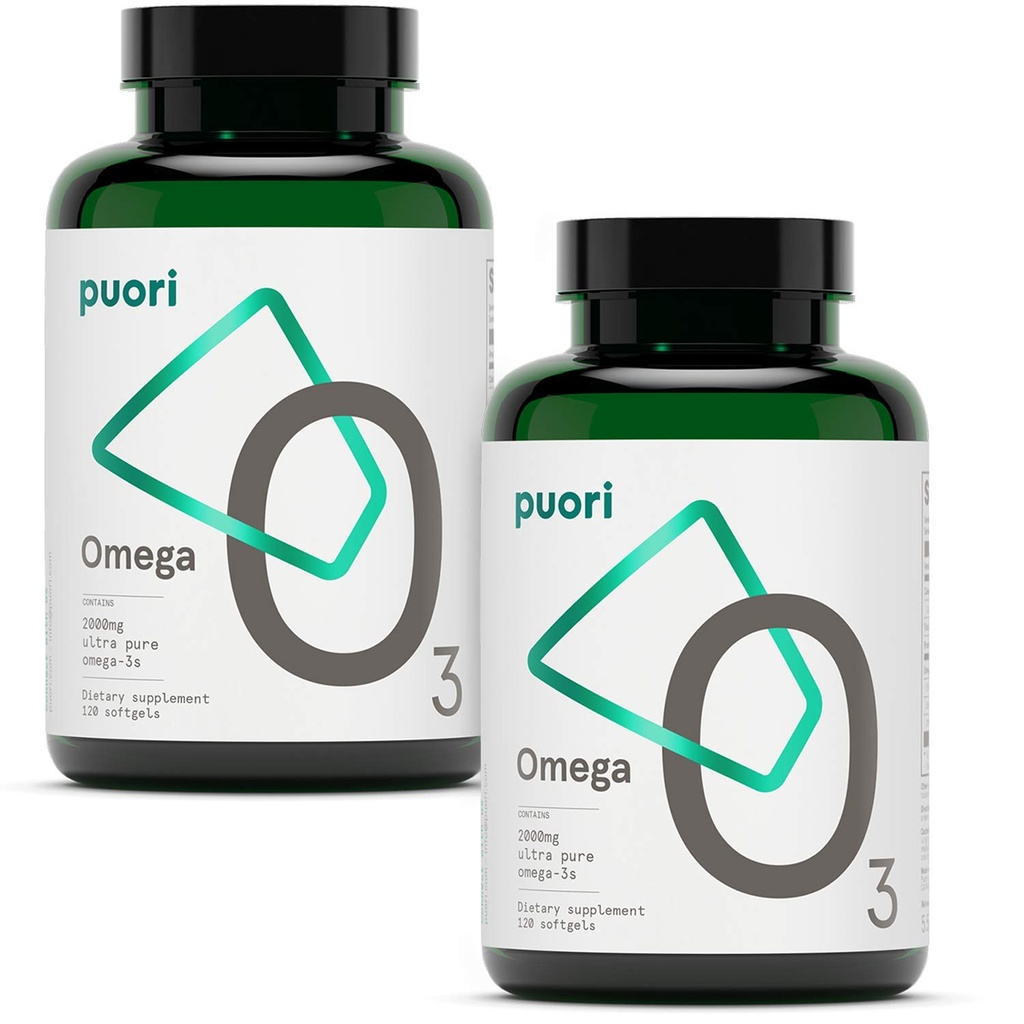 Puori Omega 3 supplément d'huile de poisson - Ultra pure et sans Burpless huile de poisson prise sauvage avec 2000mg Omega 3 acides gras, 1250mg EPA et 500mg DHA soutient la santé du coeur, du cerveau et des yeux - IFOS certifié - 240 Softgels