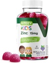 Viteey Zinc pour les enfants Gommies 15mg - Immune Support pour les enfants et les adolescents - puissant antioxydant naturel, supplément de vitamine Zinc pour enfants - végétalien, sans gélatine, sans gluten - goût de baies à croquer