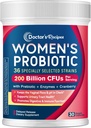 Recettes de médecin Probiotiques pour femmes, 200B UFC 36 souches, avec prébiotiques, enzymes et canneberge, urinaire vaginale digestive et immunitaire, plateau stable, 30 capsules