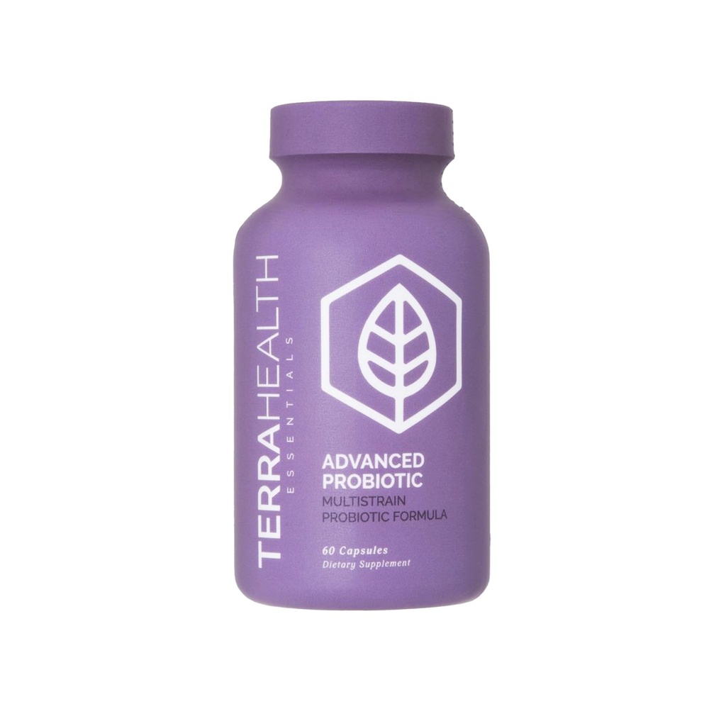 Terra Health Essentials Probiotiques avancés (50 milliards de FCU) Réduire le bloom et le gaz, le soutien immunitaire (60 capsules)