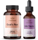 HerbAMAMA Goat's Rue and Lait Thistle Kit - Ensemble de 1200 mg Goat's Rue Capsules et lait Thistle foie Detox gouttes 2 fl oz - Vegan, non-OGM, sucre et sans alcool - 2 Pack