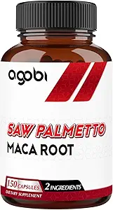 agobi Saw Palmetto Supplément avec Maca Root - Support d'extrait élevé pour la santé des cheveux, l'humeur reposée et le soutien énergétique - 150 Capsules Veggie