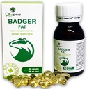 Groupe QG Graisse de Badger Source naturelle des acides gras polyinsaturés - 60 capsules, 300 mg chacune