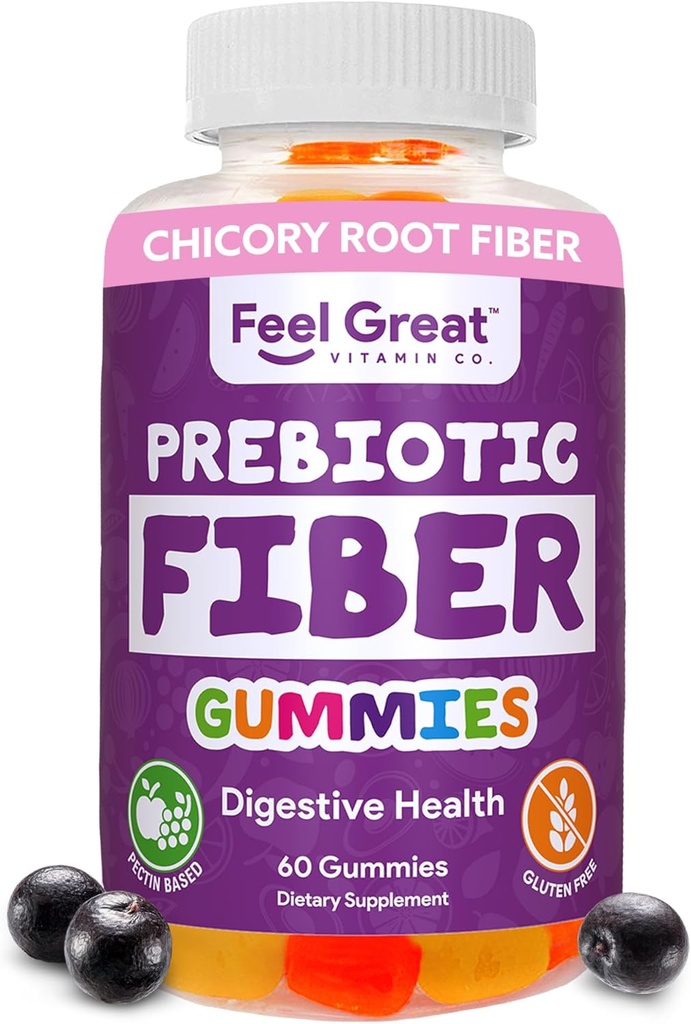 Gommies de fibre prébiotiques par Feel Great Vitamine Co (60 Gommies)