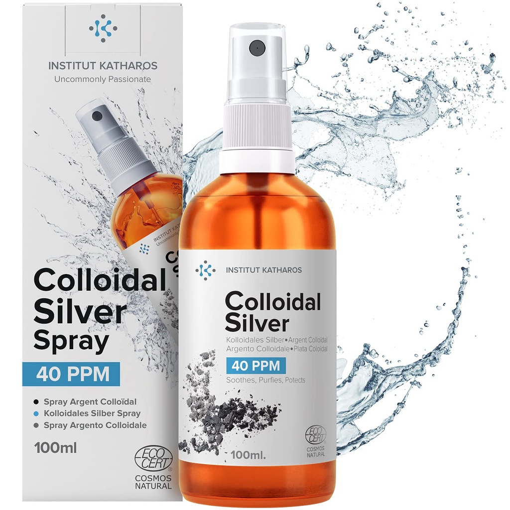 Spray colloïdal en argent liquide 3,4 fl oz ● Eau d'argent hydrosol bioactif ● Solution de complément naturel Nano Sol ● Minéraux ioniques 40 PPM ● Spray colloïdal organique structuré