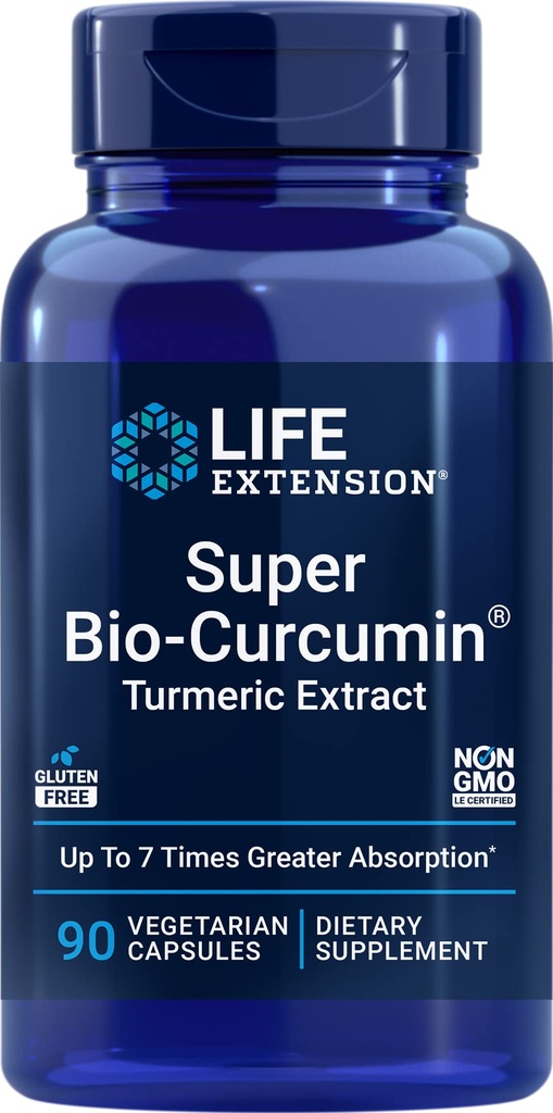 Extension de vie Super Bio-Curcumine Turmeric Extract 400mg, 90 capsules végétariennes - Non-OGM - Très Absorbable