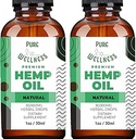 Pure Wellness Huile de chanvre gouttes d'huile de menthe poivrée pour améliorer la fonction cognitive, Omega 3 6 9 Acides gras, organiques, non-OGM, végétalien (chèvre naturel, 2-pack)