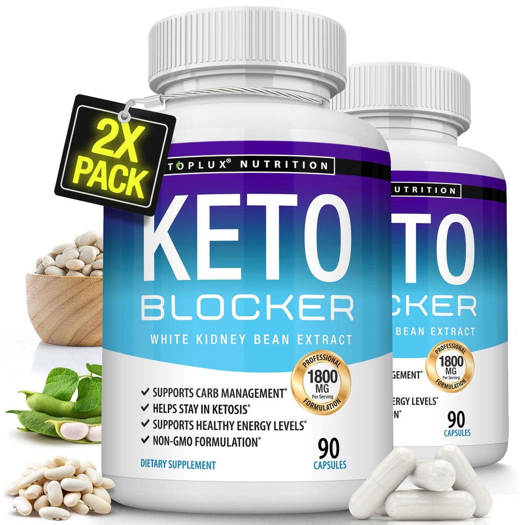 Toplux Keto Blocker Pills White Kidney Bean Extract - 1800 mg Ketose naturelle, soutenir le régime Keto, pour hommes femmes, 90 capsules, supplément