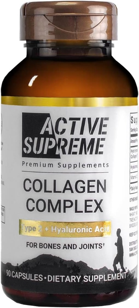 Pilules de collagène de type 2 pour articulations plus saines - Collagène de boeuf fermé à l'herbe Capsules hydrolysées de type 2 avec vitamine C et acide hyaluronique