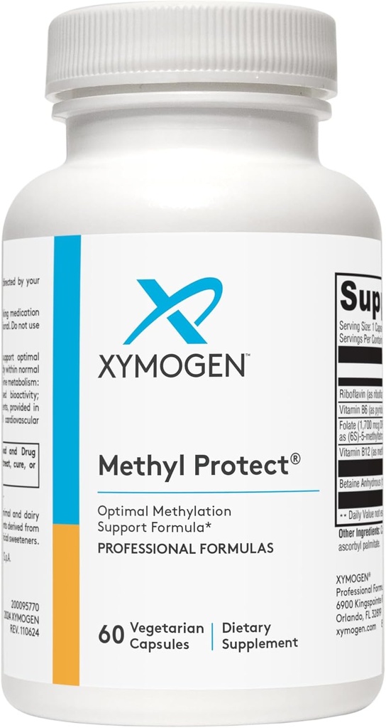 XYMOGEN Methyl Protect - Optimal Methylation Formula with Methyl Folate, Vitamin B12 (Methylcobalamin b12), Riboflavin + B6 Vitamins - Cognitive, Homocysteine + Heart Health Supplements (60 Capsules)