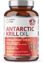 Purety Labs Antarctic Krill Oil 2000mg Oméga-3 avec Astaxanthin 800mcg suppléments pour soutenir la mémoire- Riche en Omega 3, Acides gras, DHA, EPA et Phospholipides - 60 Softgels