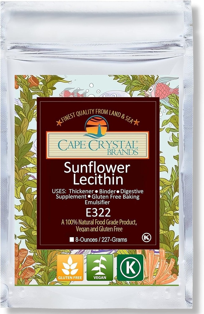 Cape Crystal Sunflower Lécithine poudre, 100% naturel et sans gluten. C'est l'alternative Vegan, non-OGM à la lécithine de soja en poudre (8-oz.)