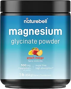 NatureBell Magnésium Glycinate Poudre 500mg, 1lb (16oz)