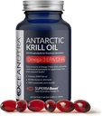 Huile de krill sauvage de l'Antarctique 500mg Softgels, SuperbaBoost Omega 3 Supplément, EPA & DHA, Astaxanthin, Choline, 56% Phospholipides, Durable, Pas d'huile de poisson, Vanilla Flavor (approvisionnement de 60 jours)