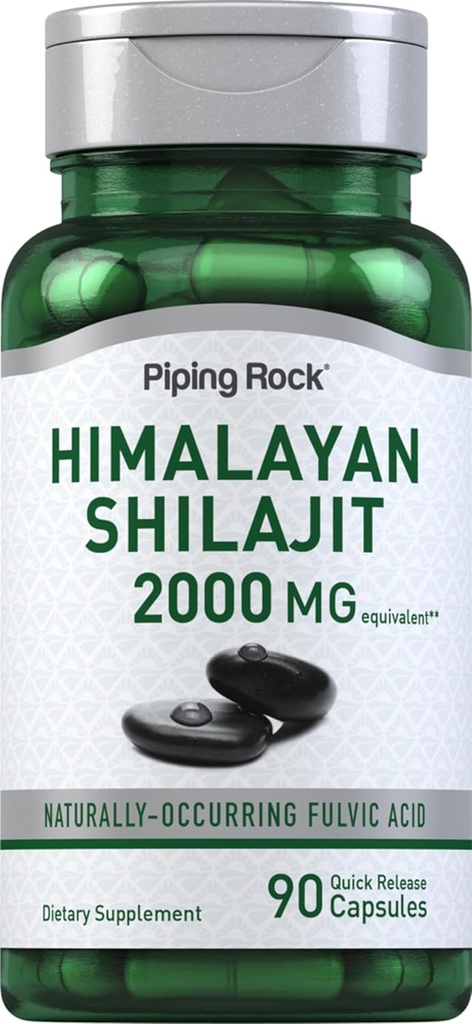 Piping Rock Shilajit Capsules de 2000mg de Count de l'Himalayan Acid Fulvic de l'Himalayan, supplément sans gluten