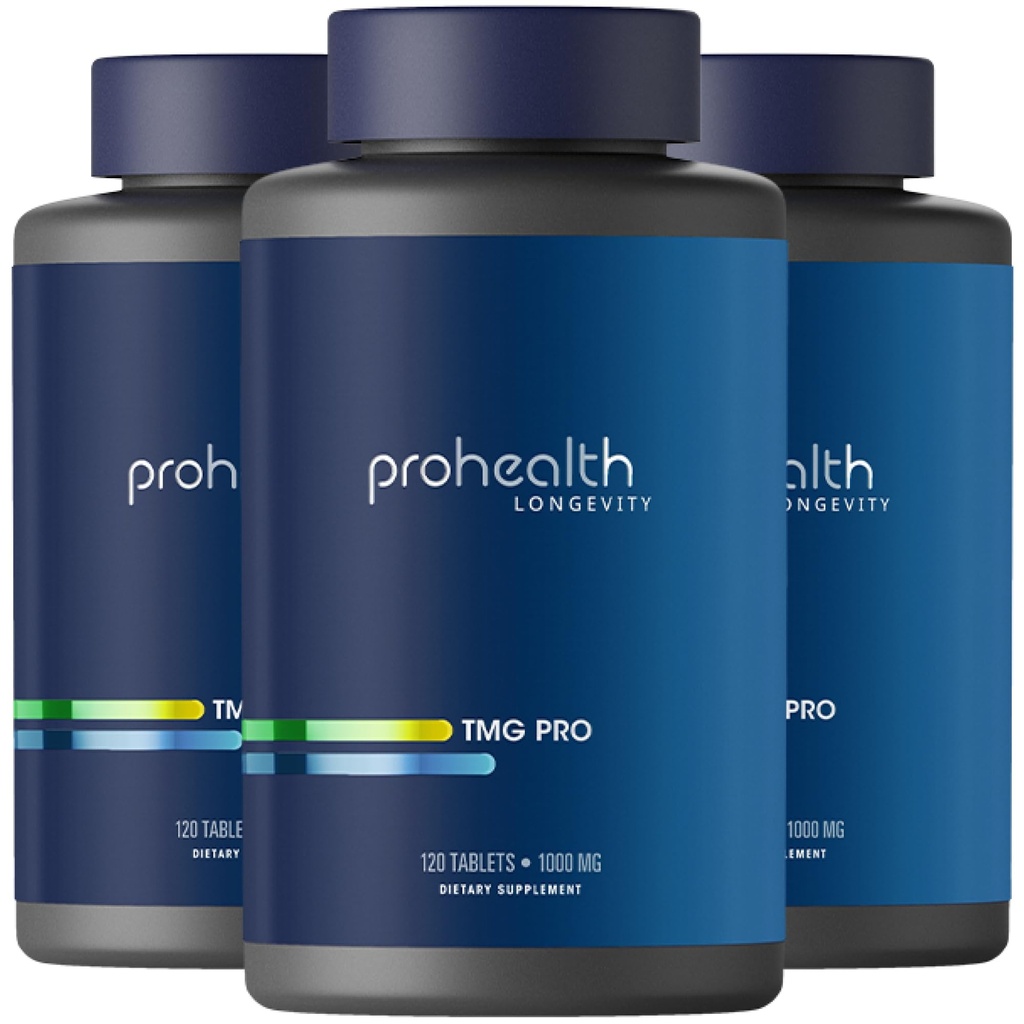 ProHealth Longevity (Triméthylglycine), Betaïne Anhydre - 1 000 mg, 120 comprimés - Support de la méthylation (3 paquets)