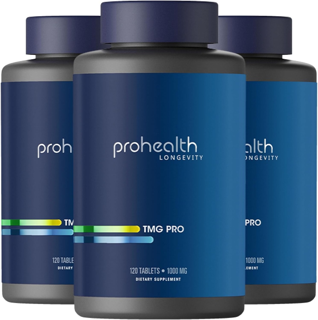 ProHealth Longevity (Triméthylglycine), Betaïne Anhydre - 1 000 mg, 120 comprimés - Support de la méthylation (3 paquets)