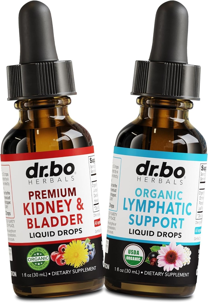 Kidney Bladder & Lymphatic Drainage Supplements Drops - Organic Kidney Bladder Supplements Drops & Lymphatic Support Liquid Cleanse - Renal Cleanse Detox Urinary Tract Lymph System