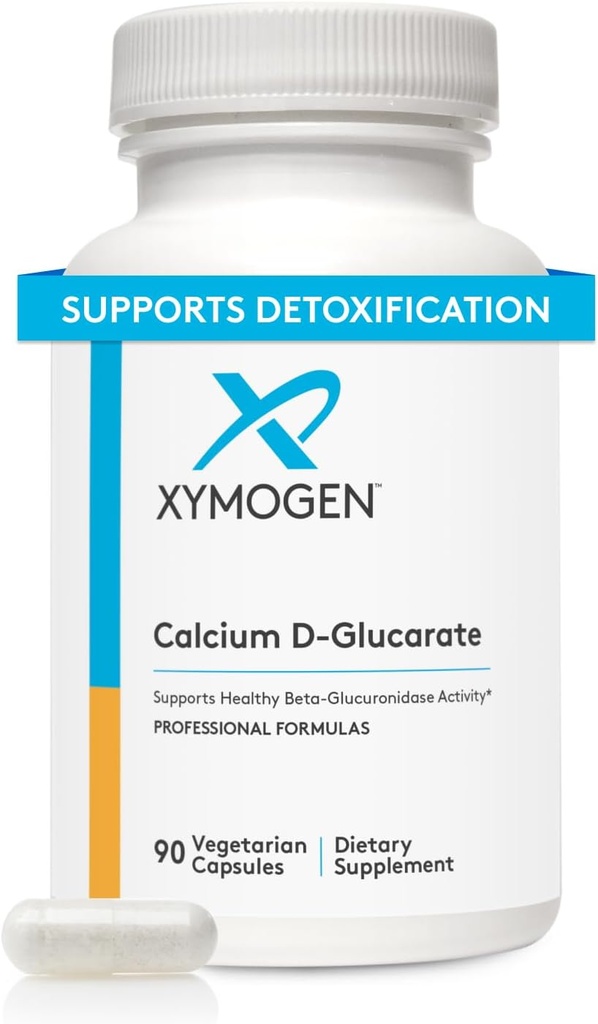 XYMOGEN Calcium D-Glucarate 500mg - Supplément pour soutenir la désintoxication saine des toxines solubles dans le gras, Hormones comme Estrogen + Androgens (90 Capsules)
