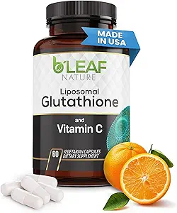NATURE DE B'LEAF Fusion pure du glutathion liposomique et des capsules de vitamine C - Meilleure absorption, antioxydant pour la peau immune Boost et radiante - Naturel et biologique - Compte 60