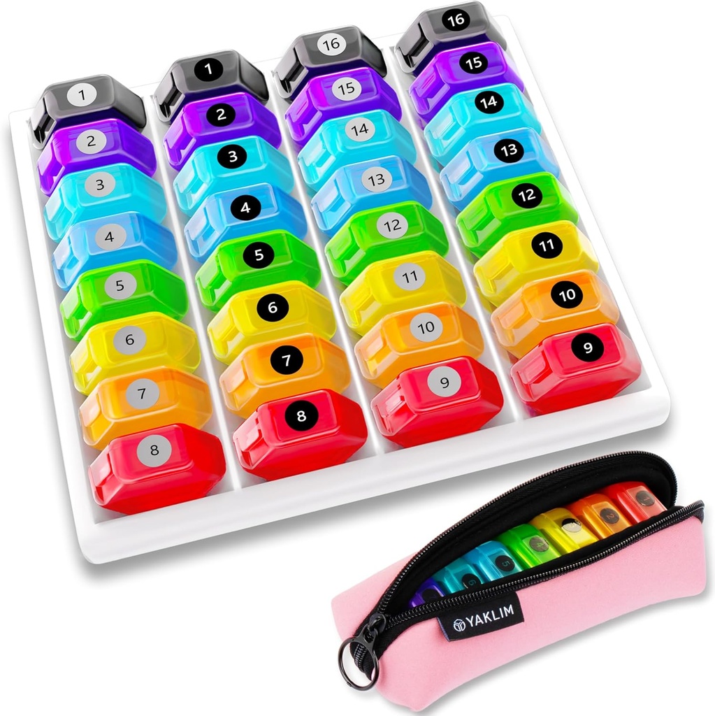 Organisateur de pilules mensuelles 1 fois par jour : 30 jours Organisateur de pilules avec étiquettes, Pill Box mensuel portable, Mois Support de pilules sac zipper portable pour vitamine, médecine, huile de poisson, suppléments