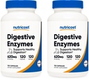 Nutricost Enzymes digestifs 620mg, 120 Capsules de Veggie (2 bouteilles) - Supplément complet enzymatique digestif