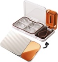 MURRI&MURRDI Pill Organizer with Pill Splitter Cutter, 4 compartiments Petit étui de médecine portable pour la poche de Purse, Pill Vitamine Dispenser Holder, blanc