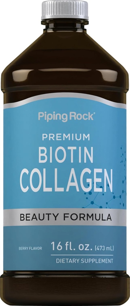 Collagène liquide de roche et biotine 16 fl oz) Supplément de formule de beauté premium (type 1 et 3)