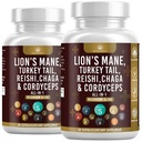 Supplément de champignons avec le Lion's Mane Turkey Tail Reishi Cordyceps Chaga Marshmallow Racine - 120 Comte