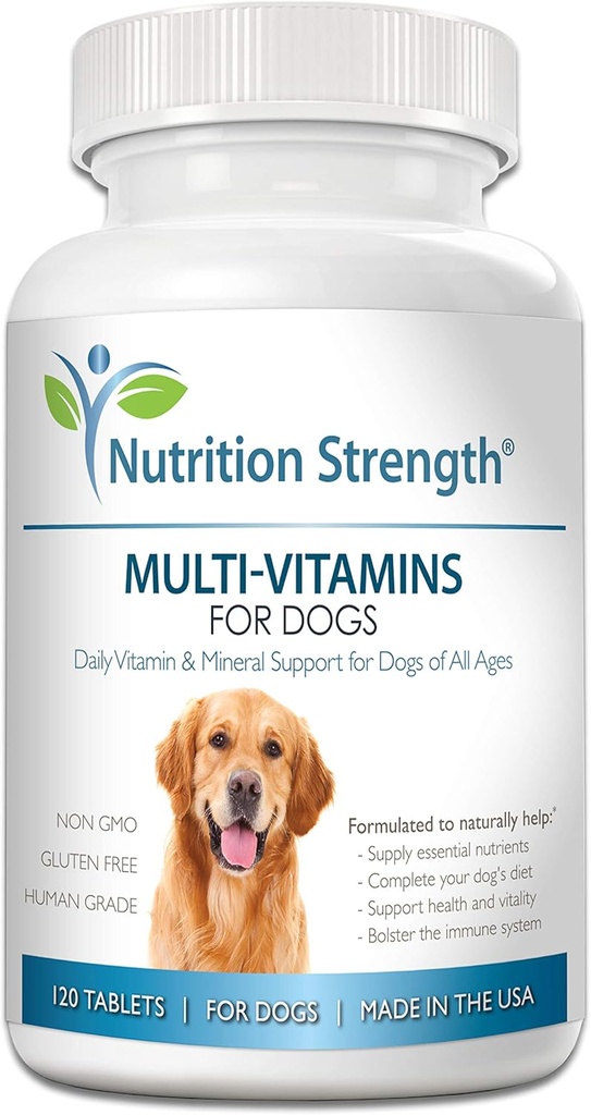 Multivitamines pour chiens, soutien quotidien aux vitamines et minéraux, compléments nutritionnels pour chiens pour toutes les races et les tailles de canines, favorise la santé immunitaire chez les animaux de compagnie, 120 comprimés à croquer