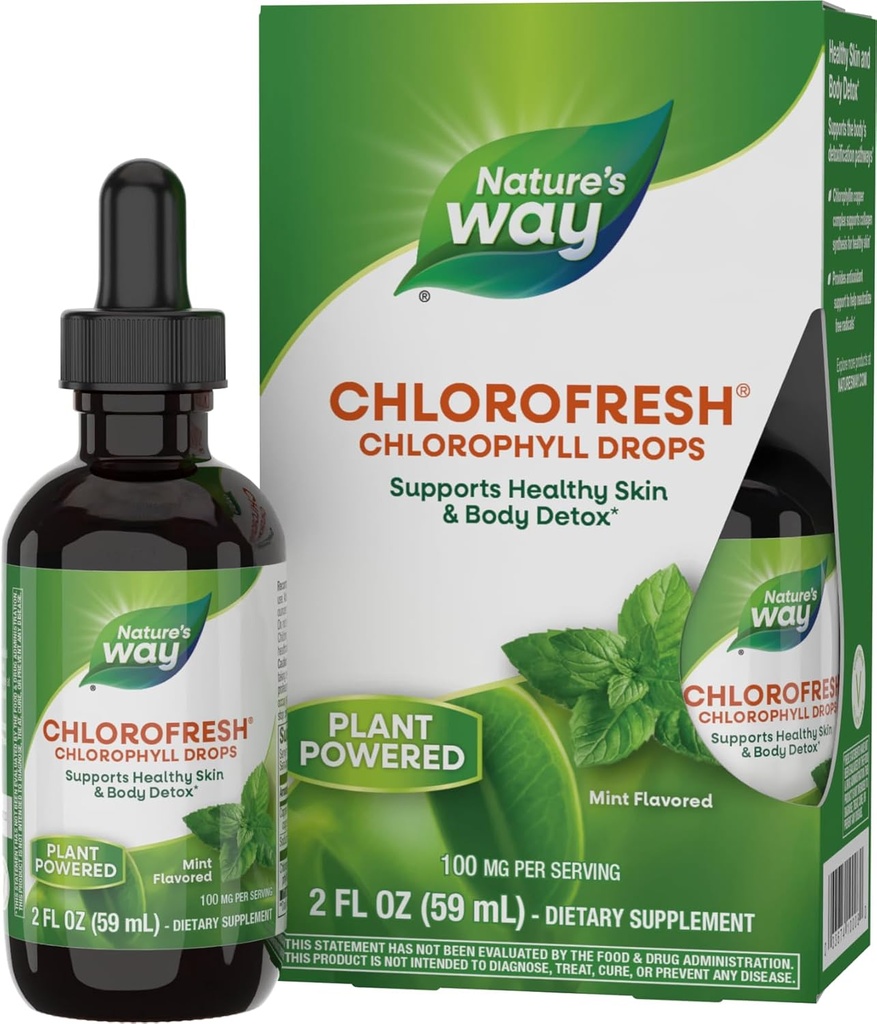 Nature's Way Chlorofresh, Liquid Chlorophyll Concentrate Drops, Internal Deodorant*, Supports Detoxification Pathways*, Mint Flavored, 2 Fl. Oz.