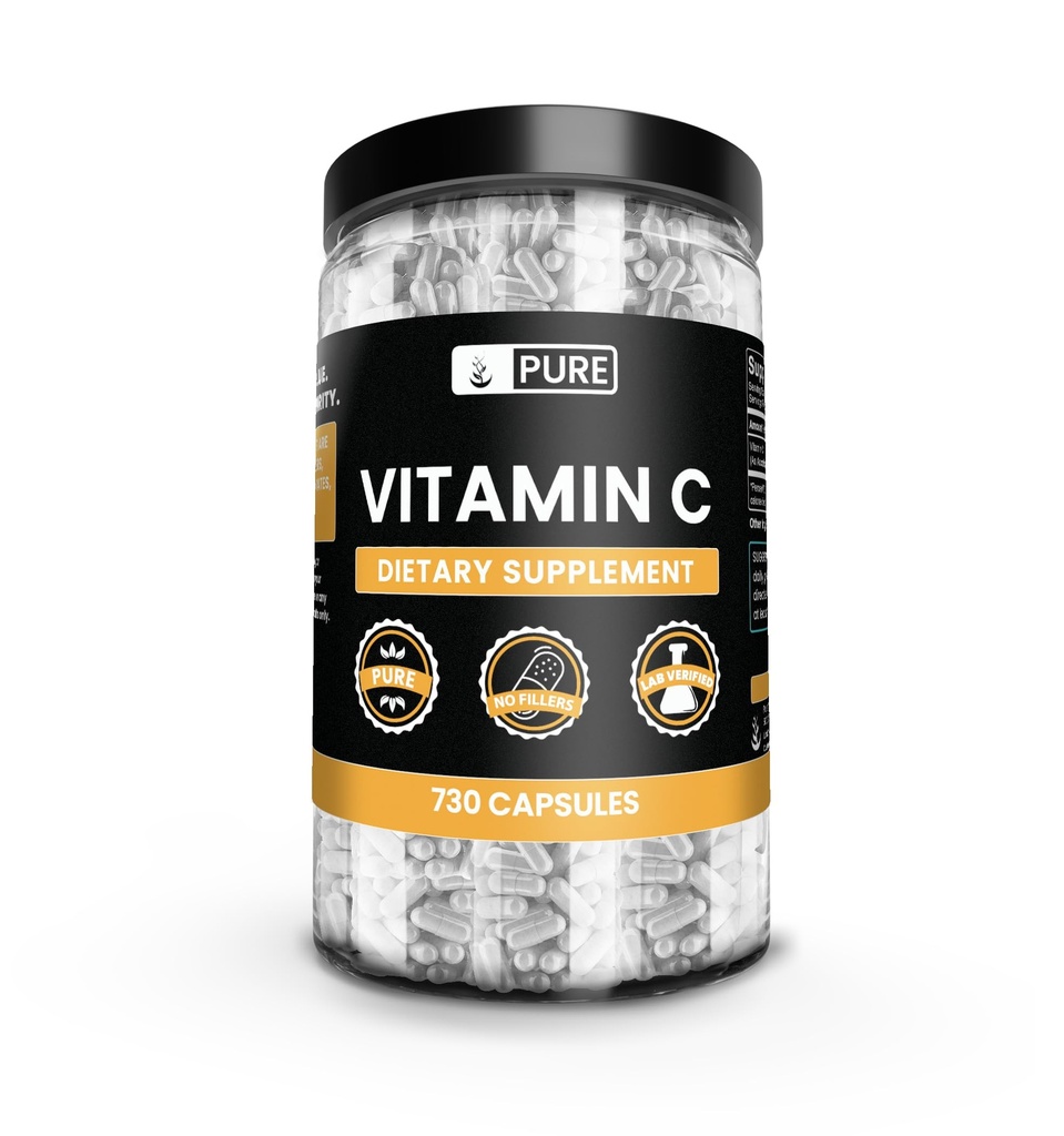 Ingrédients originaux purs Vitamine C (730 Capsules) Pas de Magnésium ou de Rice Filters, Toujours Pure, Verified Lab