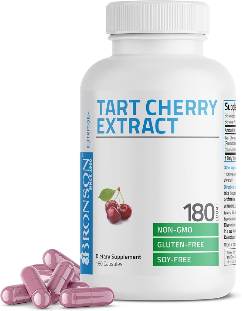 Bronson Tart Cherry Extract 2500 mg Capsules végétariennes avec des antioxydants et des flavonoïdes Non-OGM, 180 Nombre