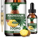 Supplément glycinate de magnésium, gouttes liquides de glycinate de magnésium 500mg-Support anti-stress, relaxation, humeur, sommeil, os et muscles-2 Fl Oz, végétalien, goût d'ananas