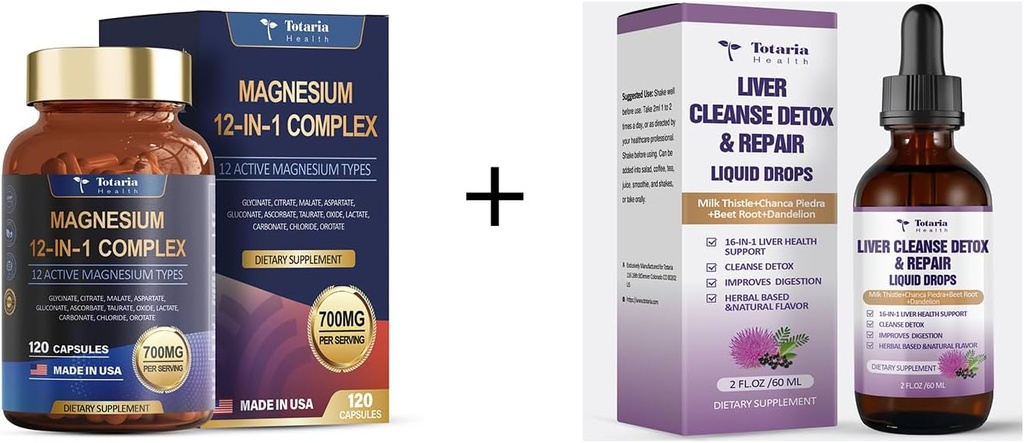12 en 1 Magnésium Complexe+Liver Nettoyer Détox & Réparation Liquide