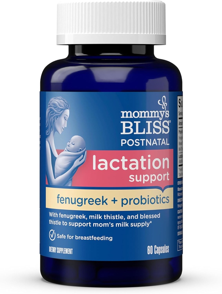 Supplément de soutien à la lactation postnatale de maman avec probiotiques : soutien de l'allaitement au lait avec fenugrec, chardon béni et lait, santé postpartum immunitaire pendant les soins infirmiers (60 portions)