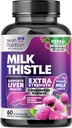 Supplément de chardon de lait avec Silymarin Marianum & Dandelion Root Liver Health Support - 9:1 Extrait de foie Nettoyer Détox & Réparation 1000mg Équivalent - Suppléments de chardon de lait de la nature - 60 Capsules