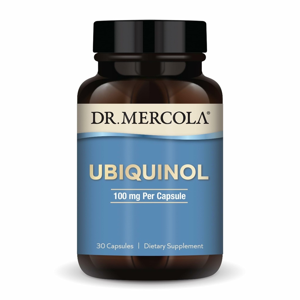 Dr. Mercola Ubiquinol - 100 mg Ubiquinol - supporte la production d'énergie - supplément antioxydant - sans OGM, sans gluten et sans soja - 30 capsules (30 portions)