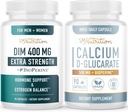 Supplément D-Glucarate de calcium et 400 mg de DIM pour l'équilibre de l'hormone œstrogène amélioré. Supplément CDG sans gluten végétal (90 portions) avec DIM (90 portions)