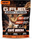 G Fuel Protein + Energy Drink Powder, Pre Workout Caffeine Mix for Gaming, Sugar Free Focus Amino, Vitamin + Antioxidants, 19oz (Cafe Mocha, 20 Servings)
