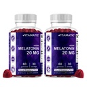 Mélatonine vitamatique 20mg Gommies pour adultes, 30 portions - 60 comtes - Supplément de formation non-habit (paquet de 2)